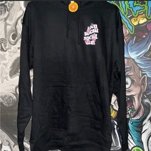 Anit social social club sweat shirt, Foral, size large, Pink and black